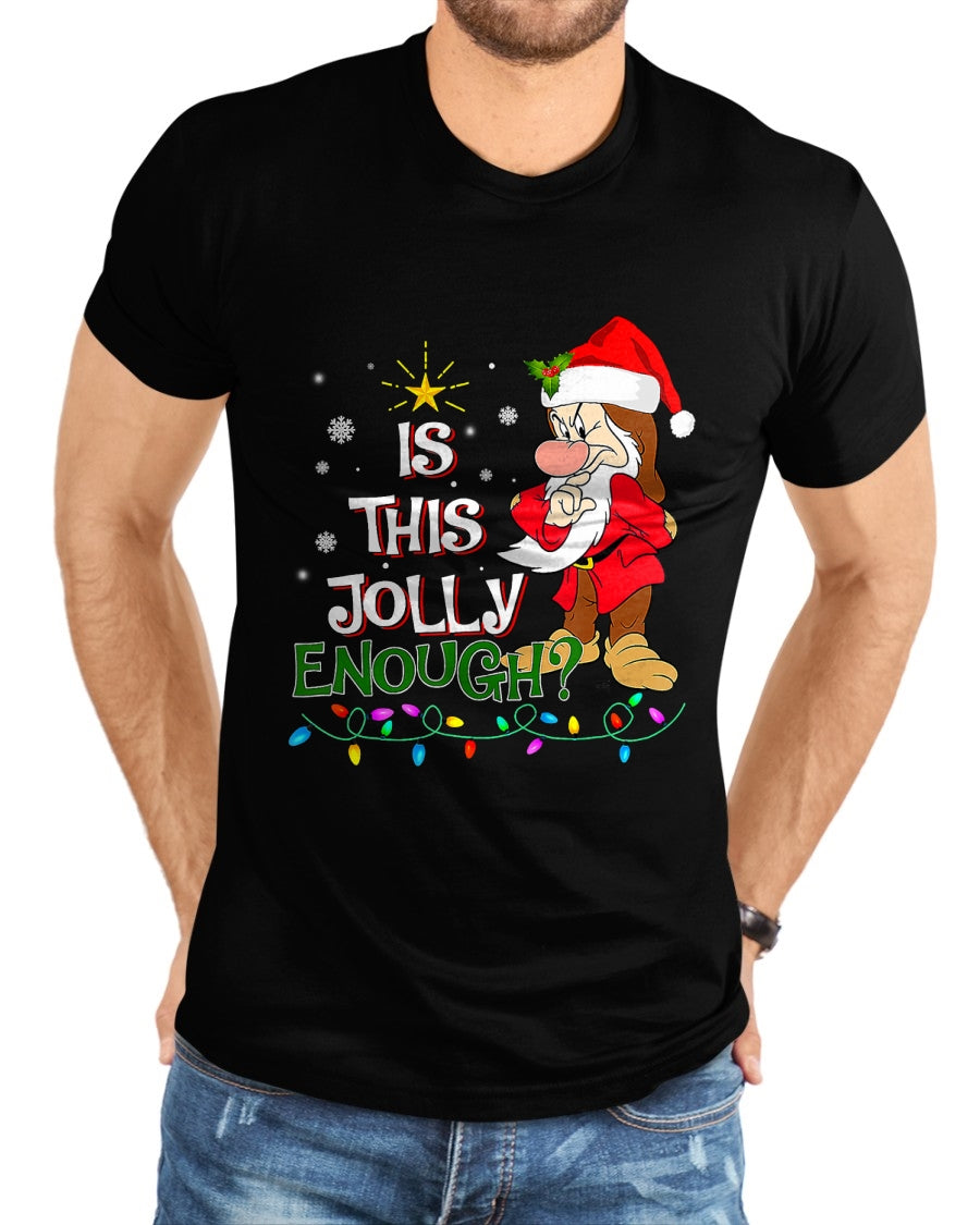 Is This Jolly Enough Grumpy Elf Pajama Christmas Lights T-Shirt - Christmas Unisex T-Shirt/Hoodie/Sweatshirt - TRNN00
