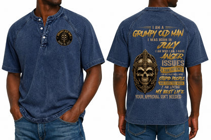 JULY - I AM A GRUMPY OLD MAN - Washed Round Neck Polo - A09-741 I TRNN07 (SKU2607-138-07)