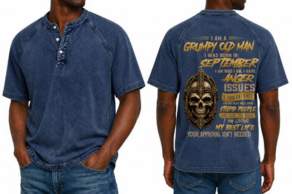 SEPTEMBER - I AM A GRUMPY OLD MAN - Washed Round Neck Polo - A09-741 I TRNN09 (SKU2607-138-09)