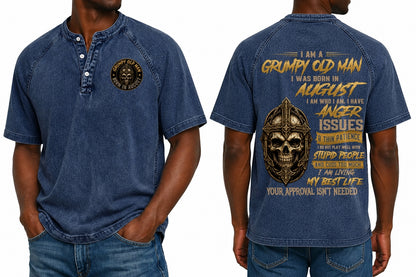AUGUST - I AM A GRUMPY OLD MAN - Washed Round Neck Polo - A09-741 I TRNN08 (SKU2607-138-08)