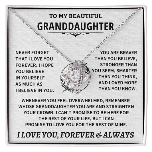 Gift For My Granddaughter - Premium Love Knot Necklace
