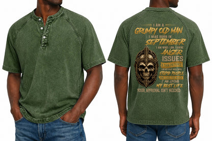 SEPTEMBER - I AM A GRUMPY OLD MAN - Washed Round Neck Polo - A09-741 I TRNN09 (SKU2607-138-09)