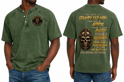 APRIL - I AM A GRUMPY OLD MAN - Washed Round Neck Polo - A09-741 I TRNN04 (SKU2607-138-04)