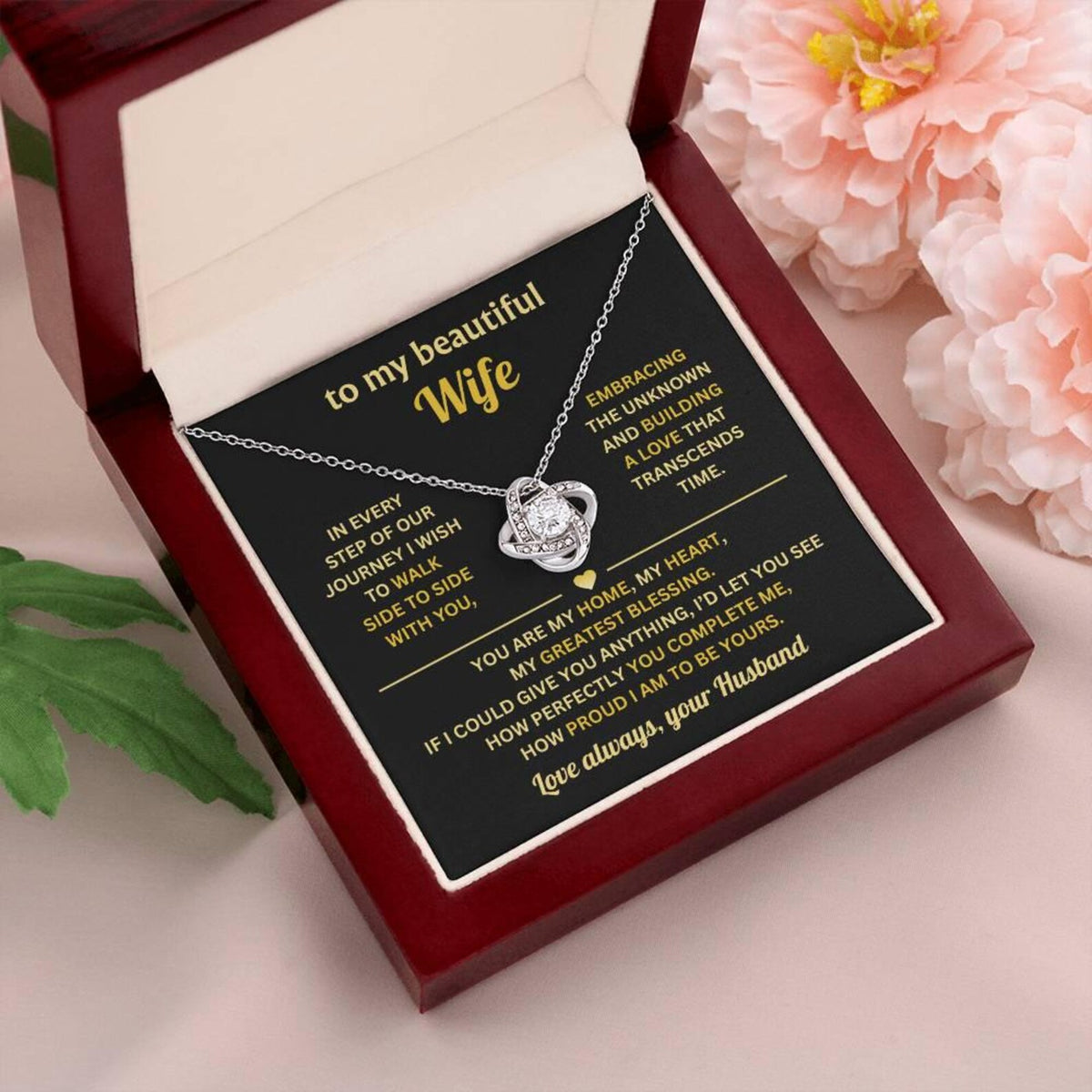 Gift To My Lovely Wife From Husband - Premium Love Knot Necklace