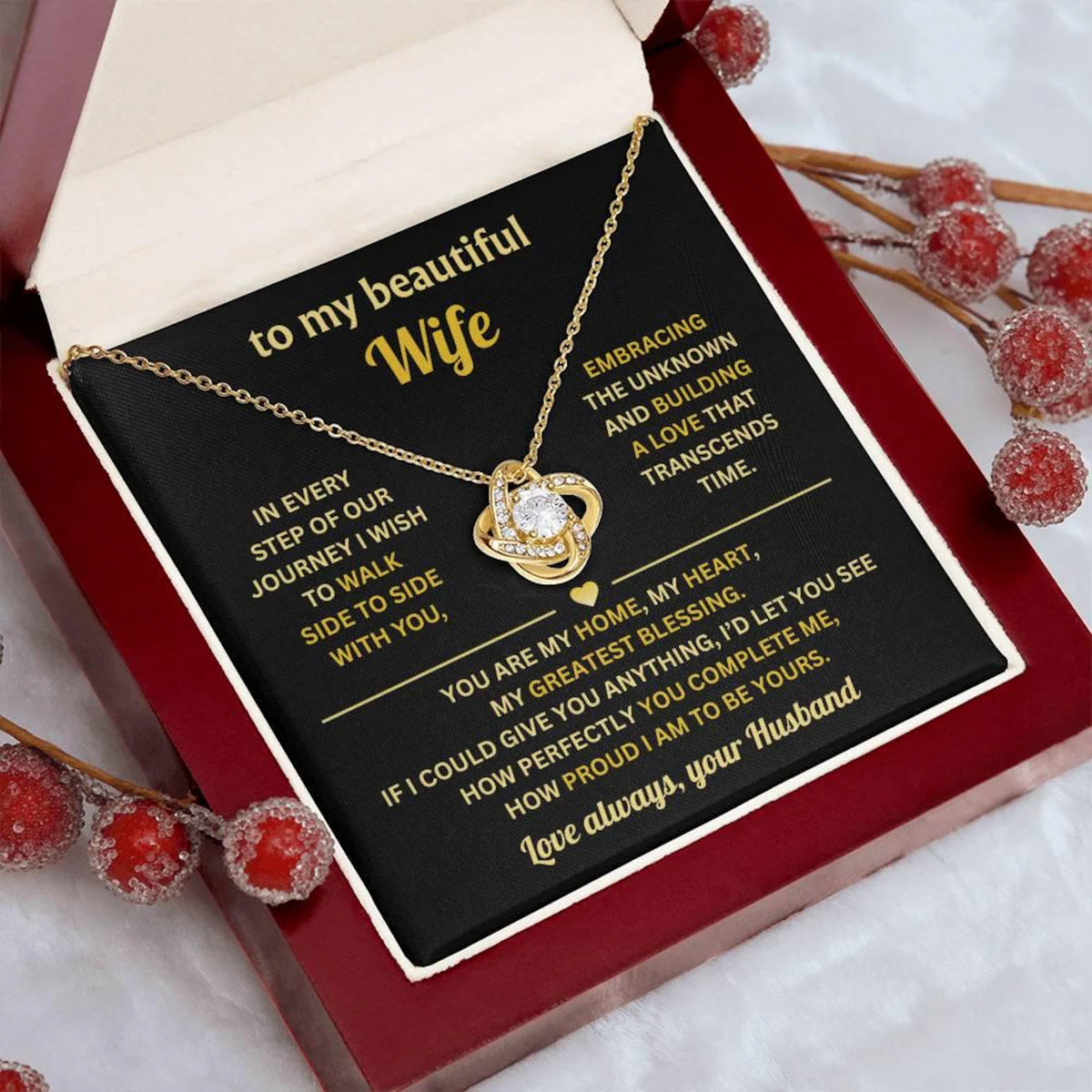 Gift To My Lovely Wife From Husband - Premium Love Knot Necklace