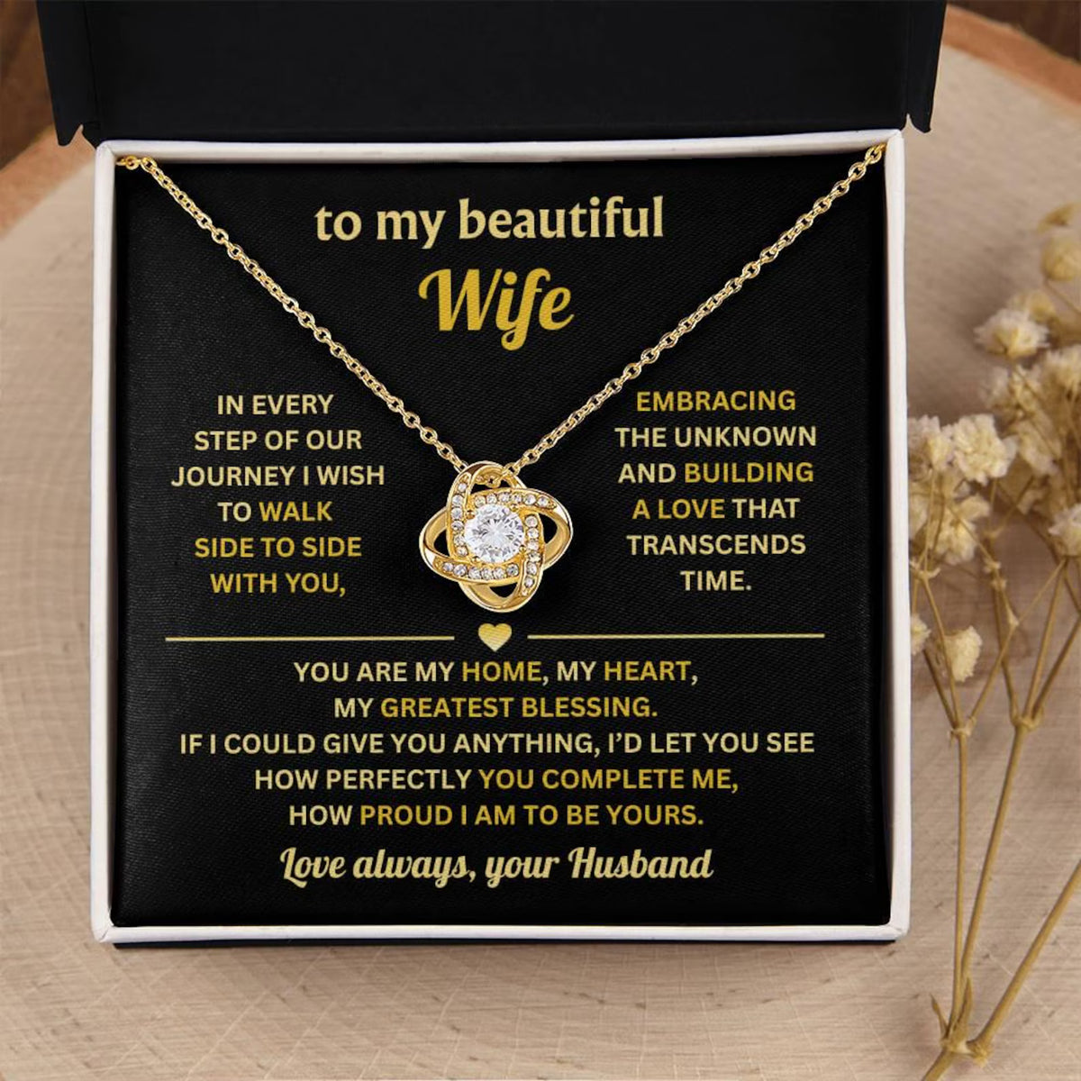 Gift To My Lovely Wife From Husband - Premium Love Knot Necklace
