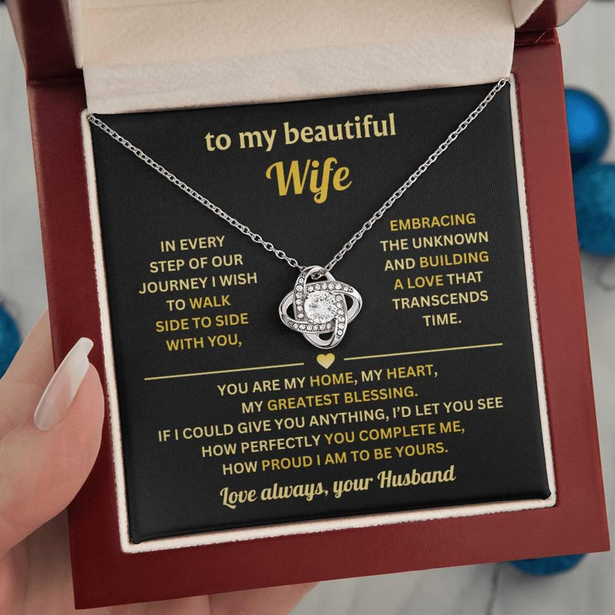Gift To My Lovely Wife From Husband - Premium Love Knot Necklace