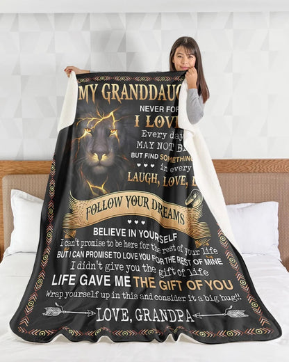 BLANKET FOR GRANDDAUGHTER – COMFORT & WARMTH GIFT FROM GRANDPA  Sherpa Fleece Quilt Blanket NTTD00 (SKUB09-44)