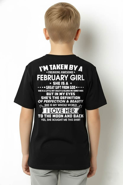 FEBRUARY - I'M TAKEN BY A FREAKING AWESOME FEBRUARY GIRL SHE IS A GREAT GIFT FROM GOD - FROM WIFE - TRNN02 (SKU26T-01259-02)