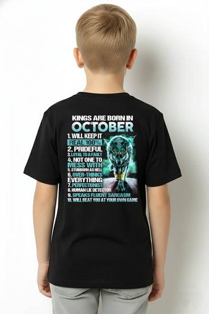 OCTOBER – Kings Are Born, Strong Like Wolves, Loyal To The Core - T Shirt For Strongman - TRNN10 (SKU2602-124-10)