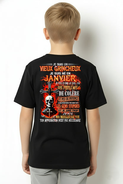 Je Suis Un Vieux Grincheux Né en Janvier – T-Shirt Homme Fort Caractère - TRNN01 (SKU26T-01141-01)