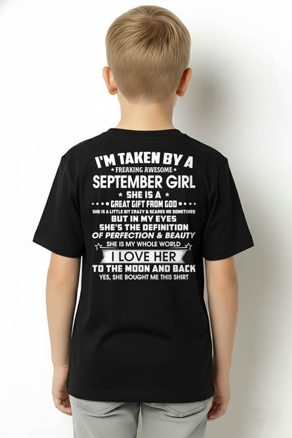 SEPTEMBER - I'M TAKEN BY A FREAKING AWESOME SEPTEMBER GIRL SHE IS A GREAT GIFT FROM GOD - FROM WIFE - TRNN09 (SKU26T-01259-09)