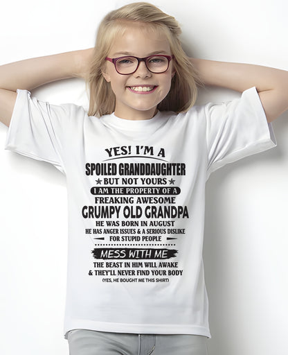 AUGUST - Spoiled Granddaughter of a Grumpy Grandpa Shirt – From Grandpa to Granddaughter TRNN08 (SKU07-130-08)
