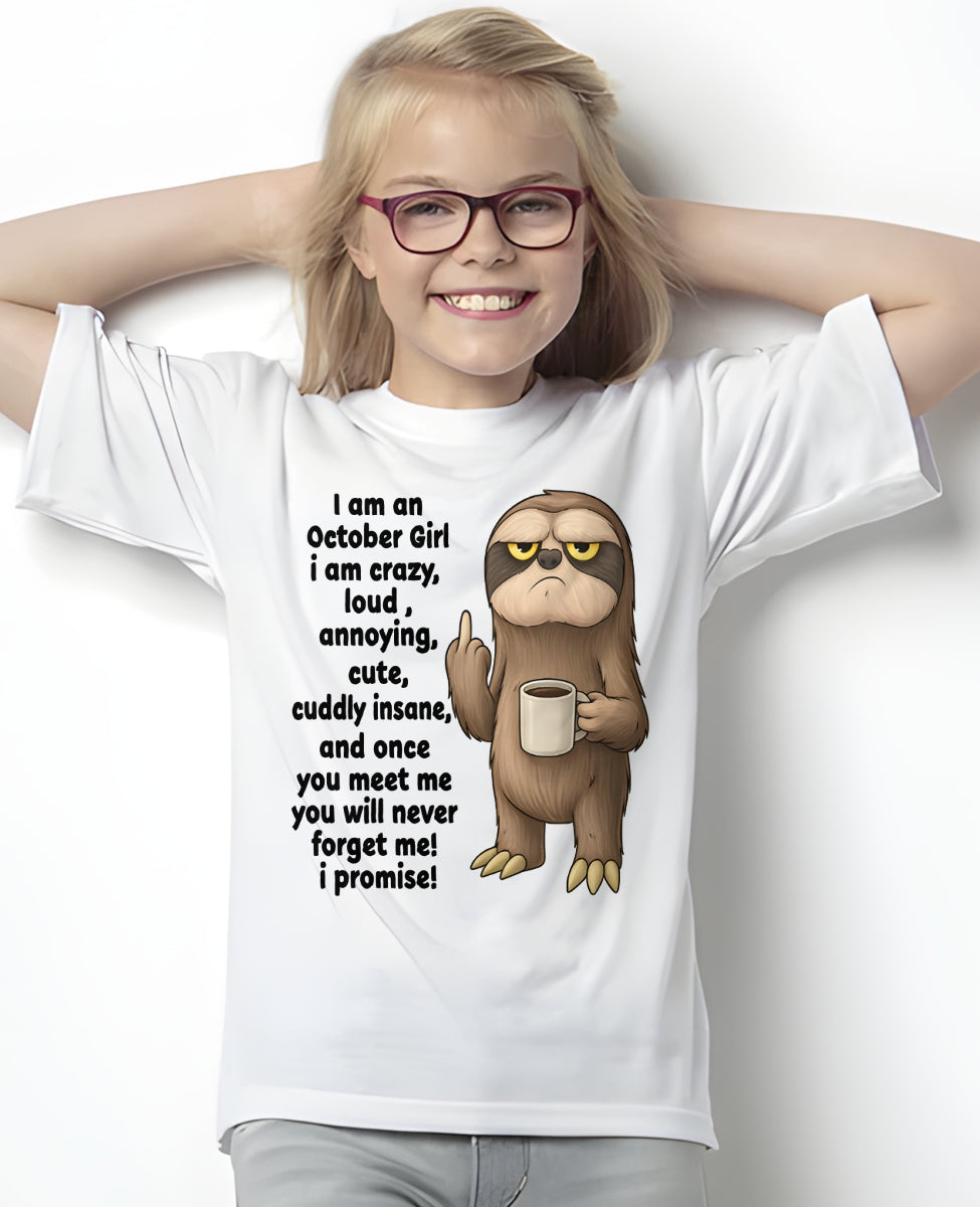 OCTOBER – I am crazy, loud, annoying, cute, cuddly, insane - Birthday T Shirt For Woman - TRNN10 (SKU2603-291-10)