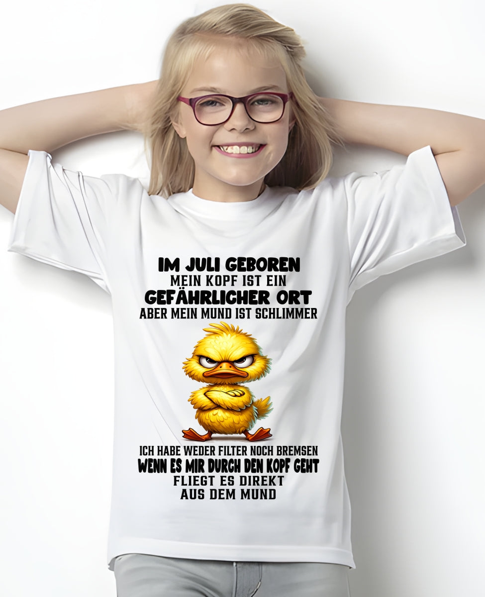 JULI – MEIN KOPF IST EIN GEFÄHRLICHER ORT – GEBURTSTAGS-T-SHIRT FÜR FRAUEN - DEU/TRNN07 (SKU2605-381-07)