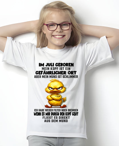 JULI – MEIN KOPF IST EIN GEFÄHRLICHER ORT – GEBURTSTAGS-T-SHIRT FÜR FRAUEN - DEU/TRNN07 (SKU2605-381-07)