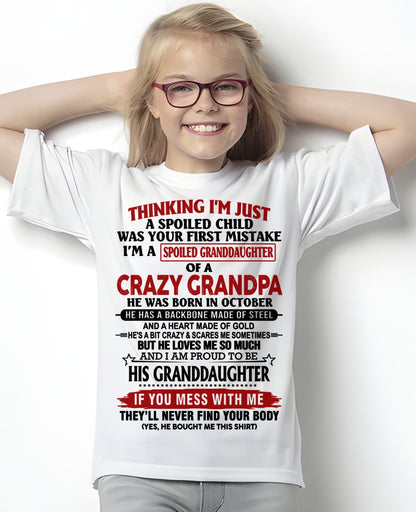OCTOBER - THINKING I’M JUST A SPOILED GRANDDAUGHTER OF A CRAZY GRANDPA - FROM GRANDPA - TRNN10 (SKU12-256-10)