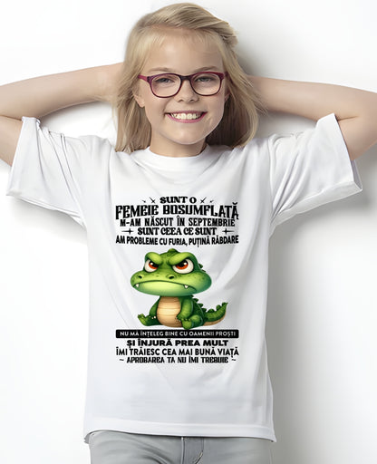 SEPTEMBRIE - SUNT O FEMEIE BOSUMFLATĂ - Tricou de ziua de naștere pentru femeie - RO/TRNN09 (SKU2605-376-09)