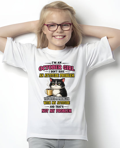 OCTOBER - I DON'T HAVE AN ATTITUDE PROBLEM - Birthday T Shirt For Woman - TRNN10 (SKU2604-59-10)