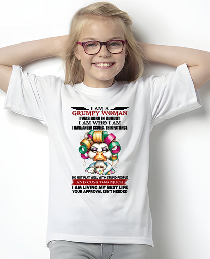 AUGUST - GRUMPY WOMAN - BIRTHDAY SHIRT FOR WOMEN - TRNN08 (SKU26T-01-22-08)