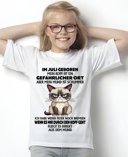 JULI – MEIN KOPF IST EIN GEFÄHRLICHER ORT – GEBURTSTAGS-T-SHIRT FÜR FRAUEN - DEU/TRNN07 (SKU2605-382-07)