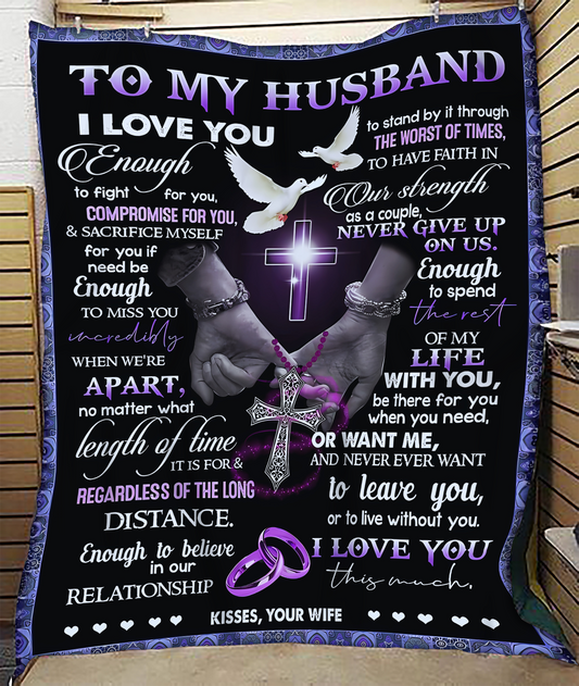 TO MY HUSBAND - GIFT FOR HUSBAND - Sherpa Fleece Quilt Blanket (SKUB-BLK-WIFE01)