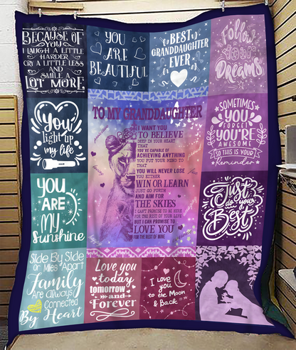 BLANKET FOR GRANDDAUGHTER – COMFORT & WARMTH GIFT FROM GRANDPARENTS  Sherpa Fleece Quilt Blanket NTTD00 (SKUB11-BLK-04)