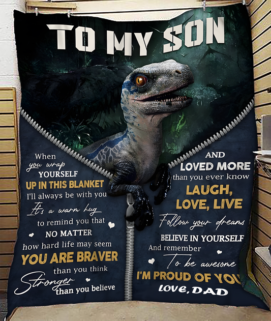 BLANKET FOR SON – COMFORT & WARMTH GIFT FROM DAD Sherpa Fleece Quilt Blanket NTTD00 (SKUB-BLK-DADS1)