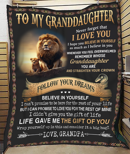 BLANKET FOR GRANDDAUGHTER – COMFORT & WARMTH GIFT FROM GRANDPA  Sherpa Fleece Quilt Blanket NTTD00 (SKUB11-BLK-15)