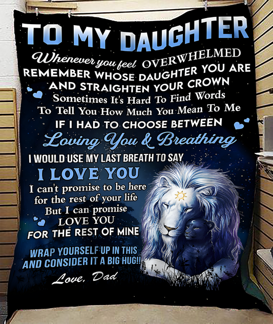 BLANKET FOR DAUGHTER – COMFORT & WARMTH GIFT FROM DAD Sherpa Fleece Quilt Blanket NTTD00 (SKUB11-BLK-14)