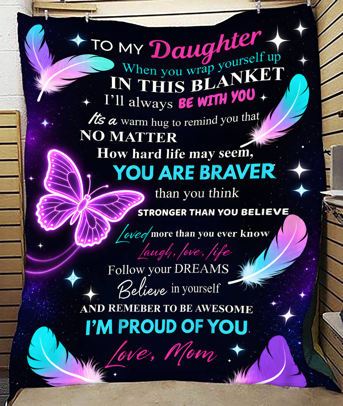 Special For Beautiful Daughter Gift Blanket - From Mom (SKU2606-136)