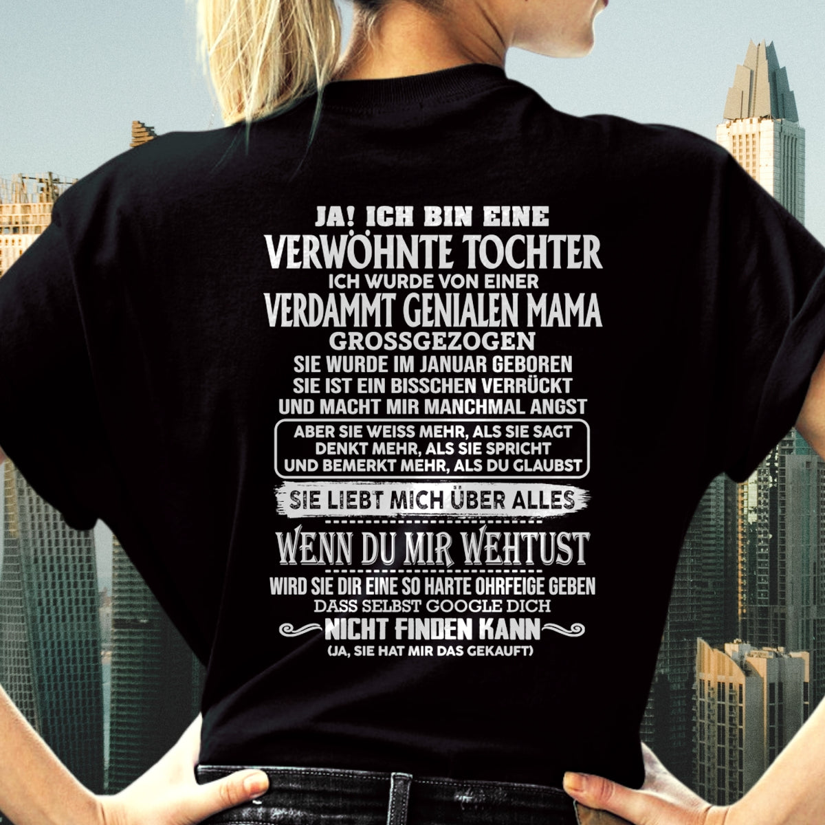 JANUAR - VERDAMMT GENIALEN MAMA – T-Shirt von Mama an Tochter - DEU/TRNN01 (SKU2605-341-01)