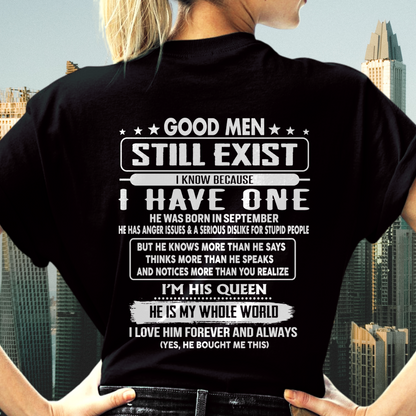 SEPTEMBER - GOOD MEN STILL EXIST I KNOW BECAUSE I HAVE ONE - GIFT FOR WIFE FROM HUSBAND - TRNN09 (SKU2607-174-09)