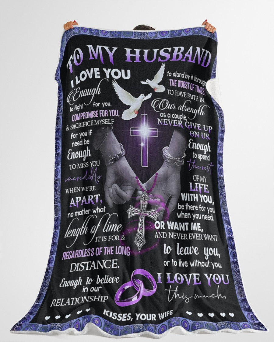 TO MY HUSBAND - GIFT FOR HUSBAND - Sherpa Fleece Quilt Blanket (SKUB-BLK-WIFE01)