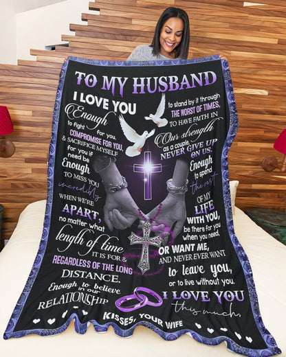 TO MY HUSBAND - GIFT FOR HUSBAND - Sherpa Fleece Quilt Blanket (SKUB-BLK-WIFE01)
