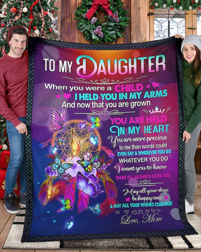 TO MY DAUGHTER - GIFT FOR DAUGHTER - Sherpa Fleece Quilt Blanket (SKUB-BLK-MOM00)