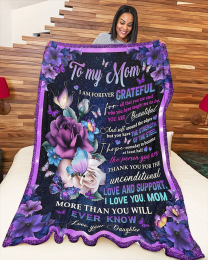 TO MY MOM - GIFT FOR MOTHER - Sherpa Fleece Quilt Blanket (SKUB-BLK-DAU00)