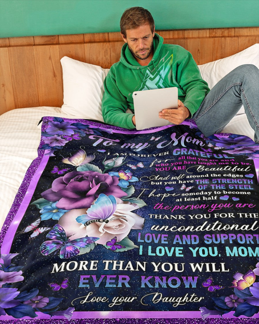 TO MY MOM - GIFT FOR MOTHER - Sherpa Fleece Quilt Blanket (SKUB-BLK-DAU00)