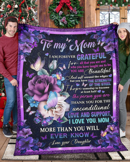 TO MY MOM - GIFT FOR MOTHER - Sherpa Fleece Quilt Blanket (SKUB-BLK-DAU00)