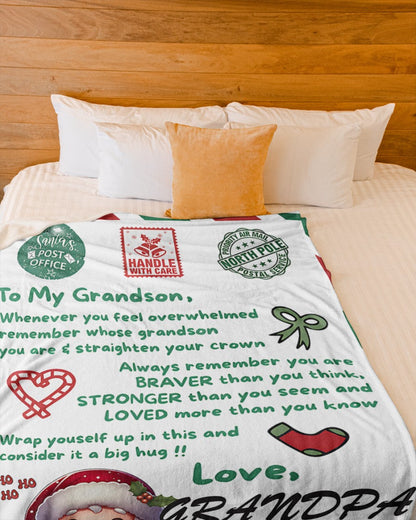 BLANKET FOR GRANDSON – COMFORT & WARMTH GIFT FROM GRANDPA  Sherpa Fleece Quilt Blanket NTTD00 (SKUB10-182)
