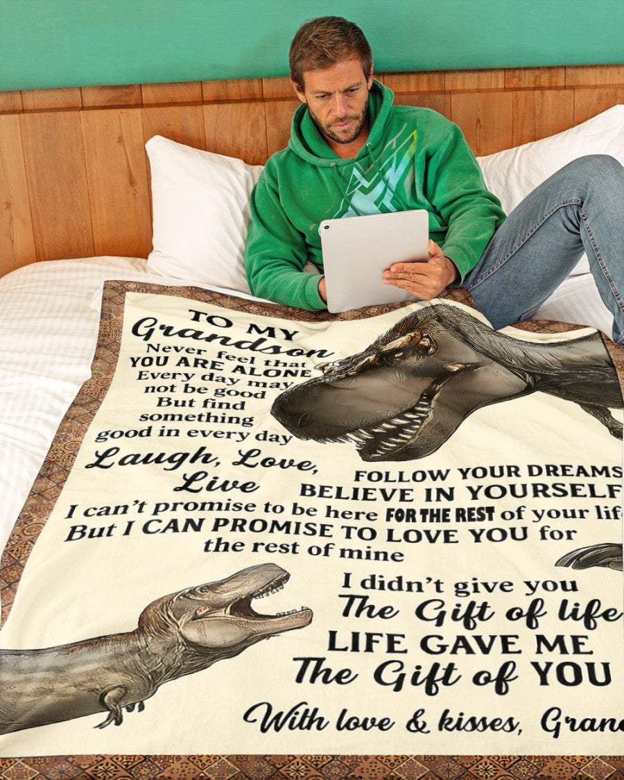 BLANKET FOR GRANDSON – COMFORT & WARMTH GIFT FROM GRANDPA  Sherpa Fleece Quilt Blanket NTTD00 (SKUB-BLK-GPKL)