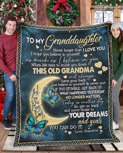BLANKET FOR GRANDDAUGHTER – COMFORT & WARMTH GIFT FROM GRANDMA  Sherpa Fleece Quilt Blanket NTTD00 (SKUB-BLK-GMD2)