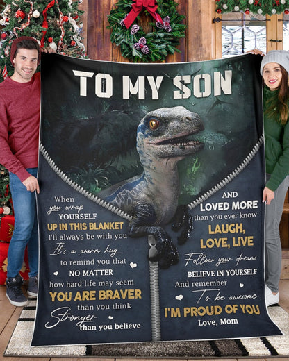 BLANKET FOR SON – COMFORT & WARMTH GIFT FROM MOM Sherpa Fleece Quilt Blanket NTTD00 (SKUB-BLK-MOMS1)