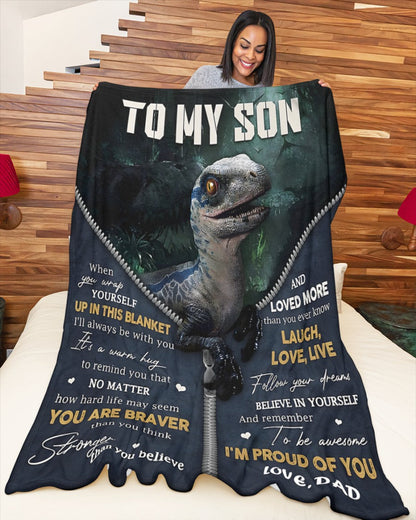 BLANKET FOR SON – COMFORT & WARMTH GIFT FROM DAD Sherpa Fleece Quilt Blanket NTTD00 (SKUB-BLK-DADS1)