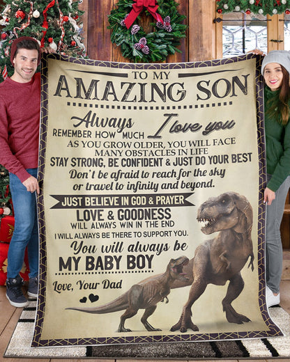BLANKET FOR SON – COMFORT & WARMTH GIFT FROM DAD Sherpa Fleece Quilt Blanket NTTD00 (SKUB-BLK-DADS2)