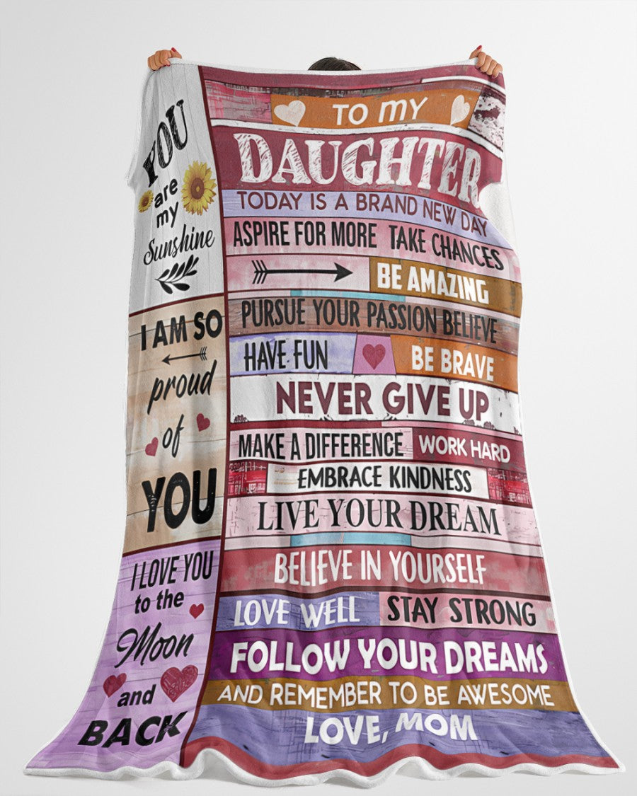 BLANKET FOR DAUGHTER – COMFORT & WARMTH GIFT FROM MOM Sherpa Fleece Quilt Blanket NTTD00 (SKUB-BLK-MOMD2)