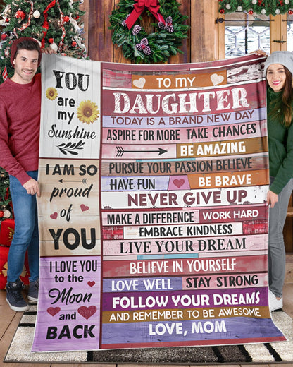 BLANKET FOR DAUGHTER – COMFORT & WARMTH GIFT FROM MOM Sherpa Fleece Quilt Blanket NTTD00 (SKUB-BLK-MOMD2)