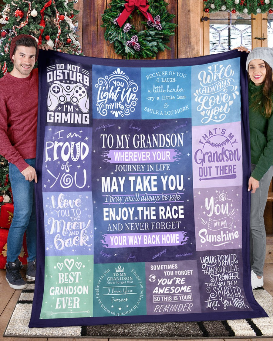 BLANKET FOR GRANDSON – COMFORT & WARMTH GIFT FROM GRANDPARENTS  Sherpa Fleece Quilt Blanket NTTD00 (SKUB11-BLK-02)