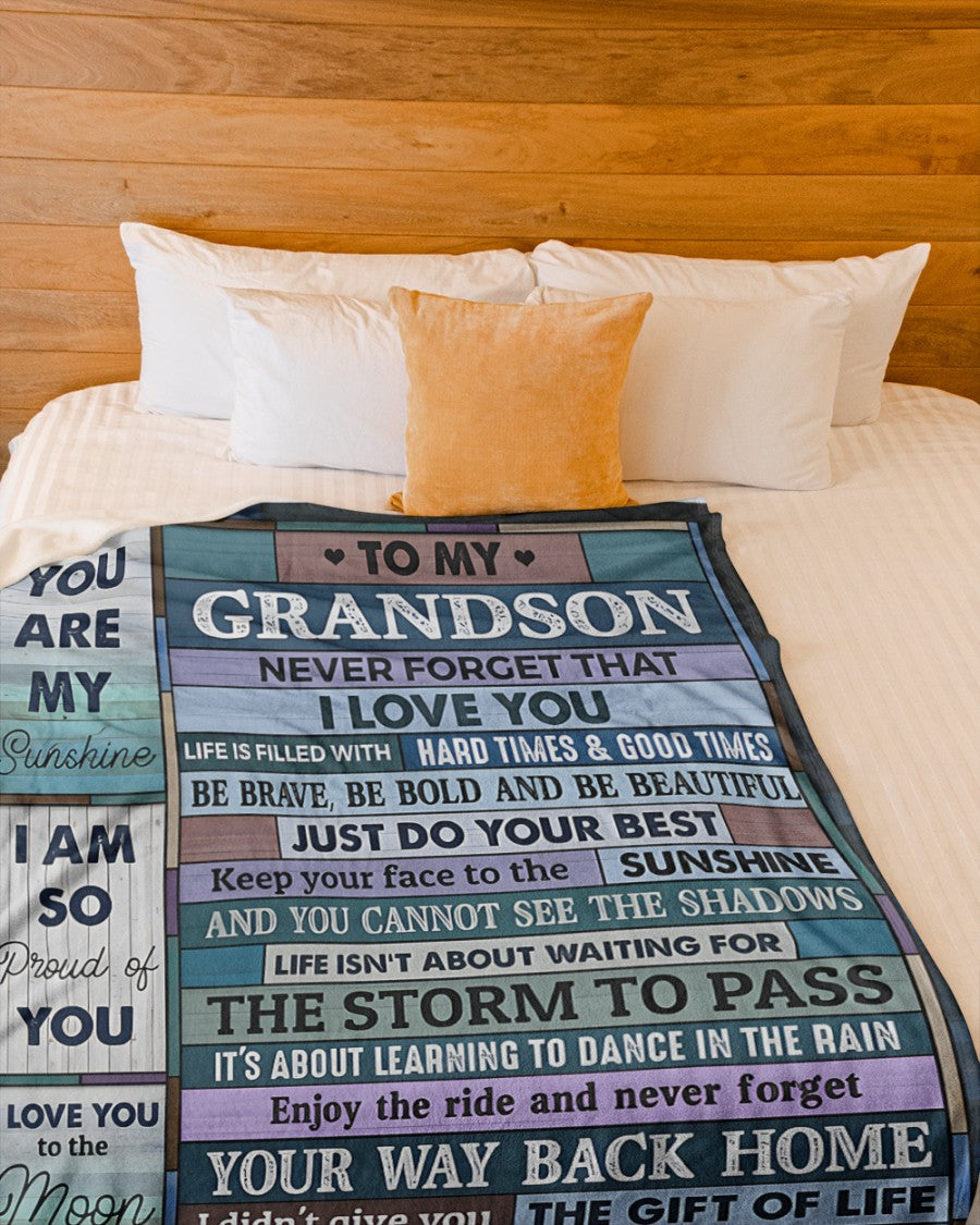 BLANKET FOR GRANDSON – COMFORT & WARMTH GIFT FROM GRANDPA  Sherpa Fleece Quilt Blanket NTTD00 (SKUB11-BLK-08)