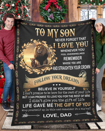 BLANKET FOR SON – COMFORT & WARMTH GIFT FROM DAD Sherpa Fleece Quilt Blanket NTTD00 (SKUB11-BLK-11)